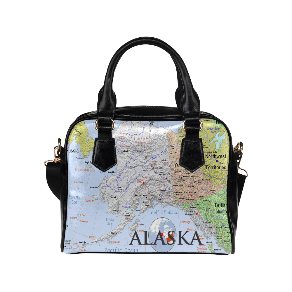Alaska State Modern Map Shoulder Handbag (Model 1634)