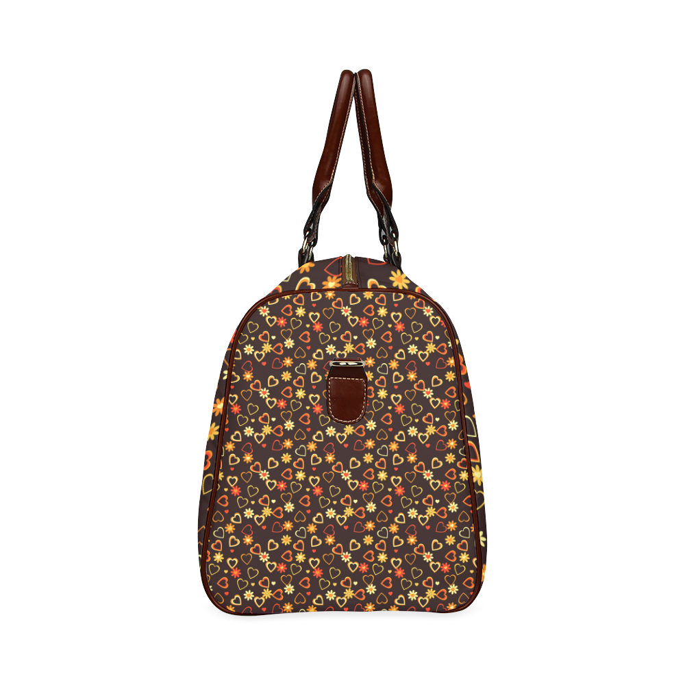Hearts And Flowers Waterproof Travel Bag/Large (Model 1639)