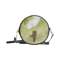 Macro of Bee in Flight Round Sling Bag (Model 1647)
