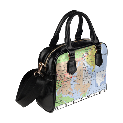 DelewarDeleware Cities And State Map Shoulder Handbag (Model 1634)