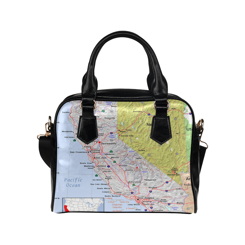 California State Modern Map Shoulder Handbag (Model 1634)