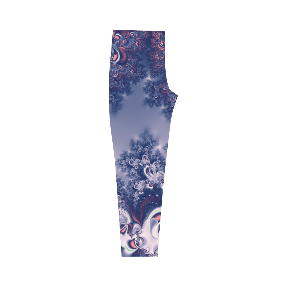 Purple Frost Fractal Capri Leggings Capri Legging (Model L02)