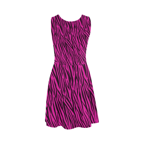 Hot Pink Zebra Stripes Atalanta Sundress (Model D04)
