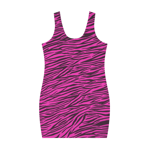 Hot Pink Zebra Stripes Medea Vest Dress (Model D06)