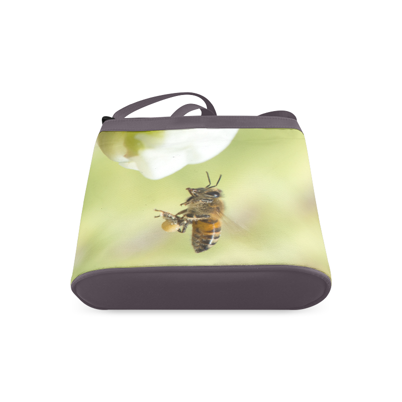 Macro of Bee in Flight Crossbody Bags (Model 1613)