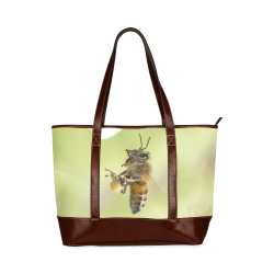 Macro of Bee in Flight Tote Handbag (Model 1642)