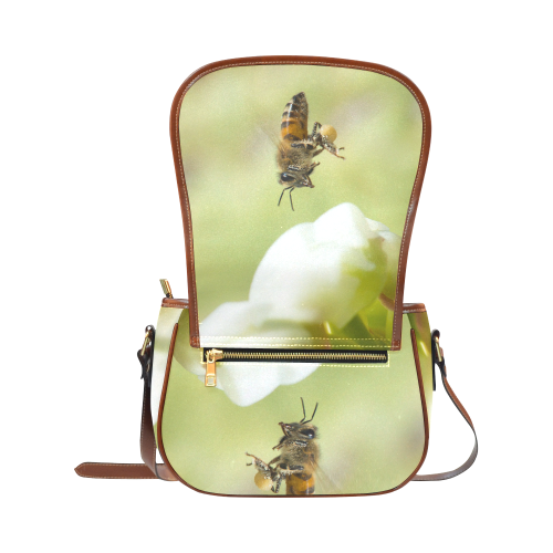 Macro of Bee in Flight Saddle Bag/Large (Model 1649)