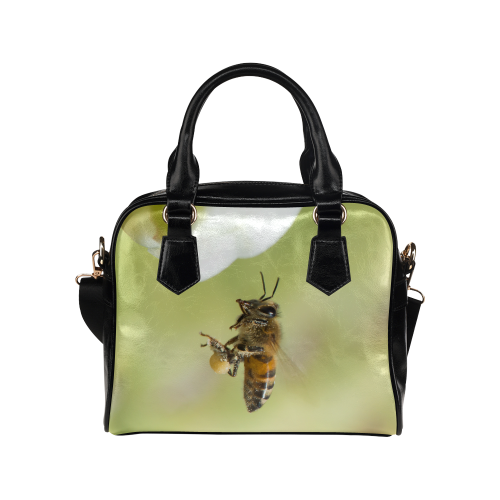 Macro of Bee in Flight Shoulder Handbag (Model 1634)
