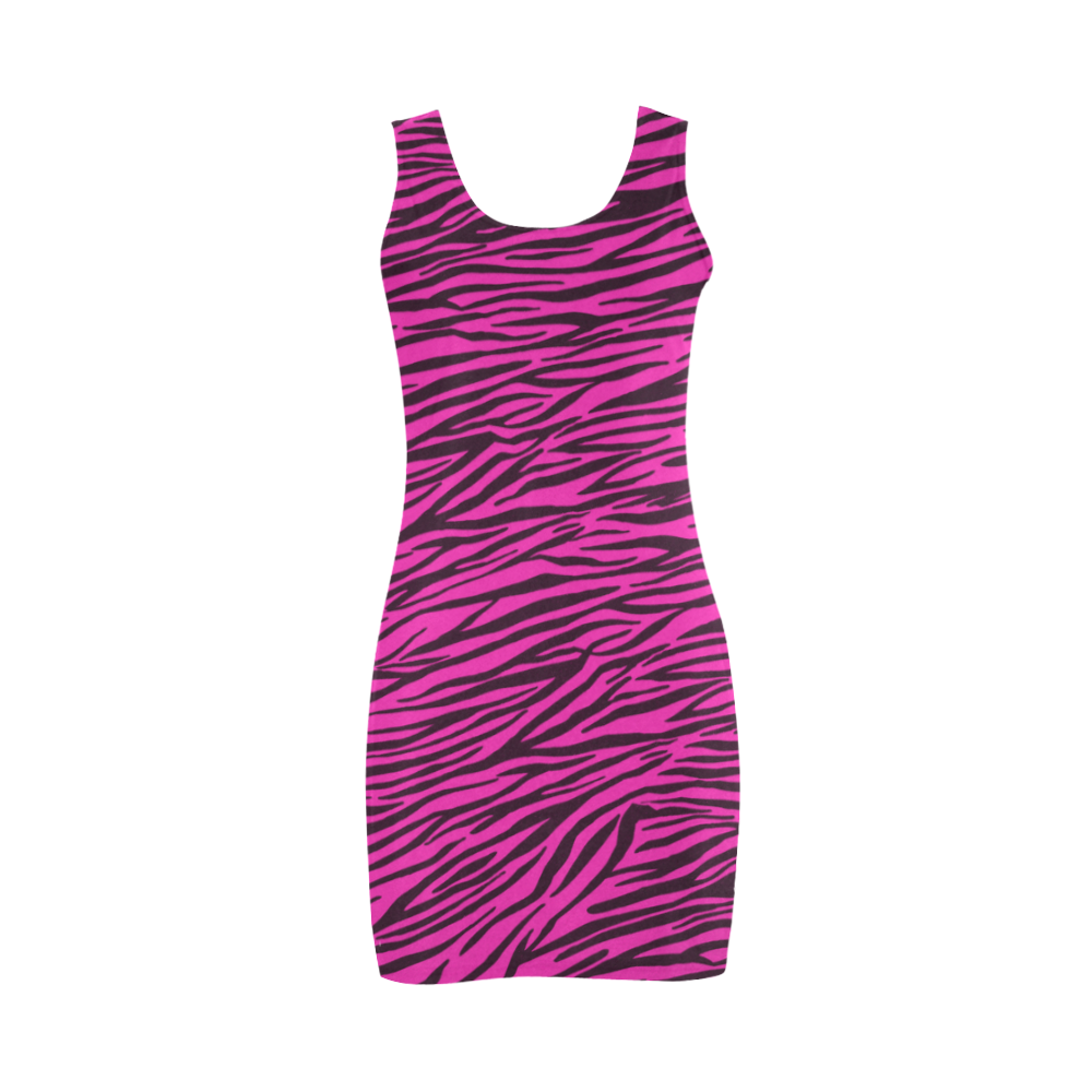 Hot Pink Zebra Stripes Medea Vest Dress (Model D06)