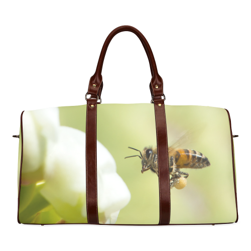 Macro of Bee in Flight Waterproof Travel Bag/Small (Model 1639)