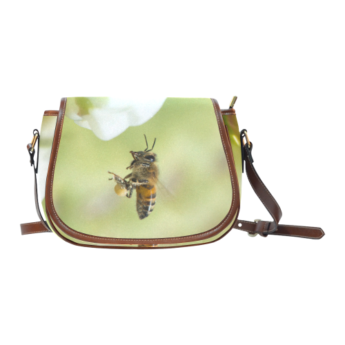 Macro of Bee in Flight Saddle Bag/Large (Model 1649)