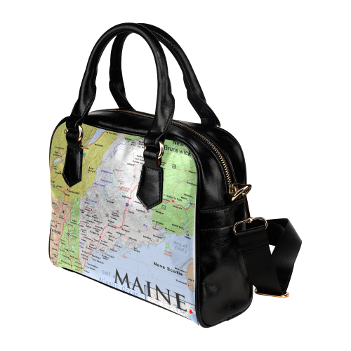 Maine Cities And State Map Shoulder Handbag (Model 1634)
