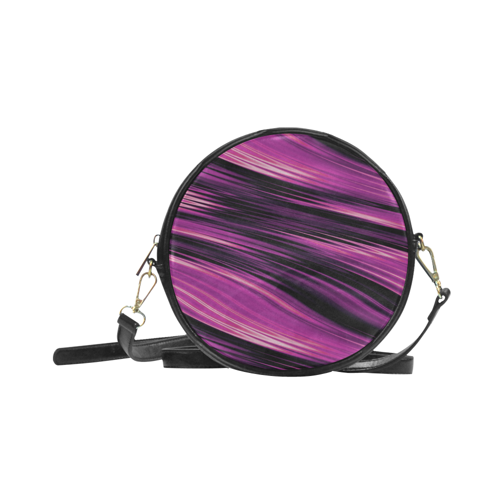 Purple Pink Black Wave Round Sling Bag (Model 1647)
