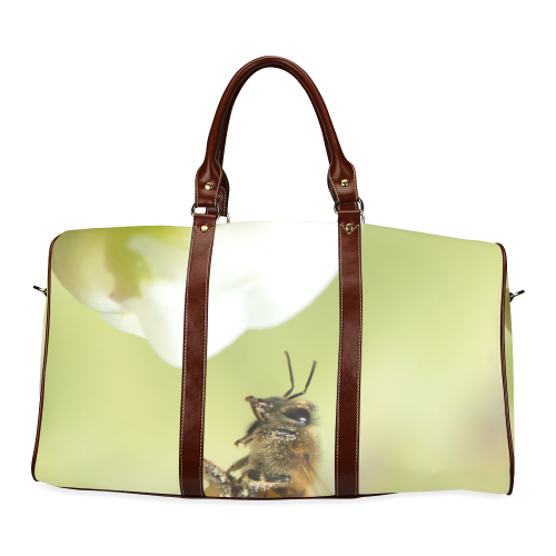 Macro of Bee in Flight Waterproof Travel Bag/Large (Model 1639)