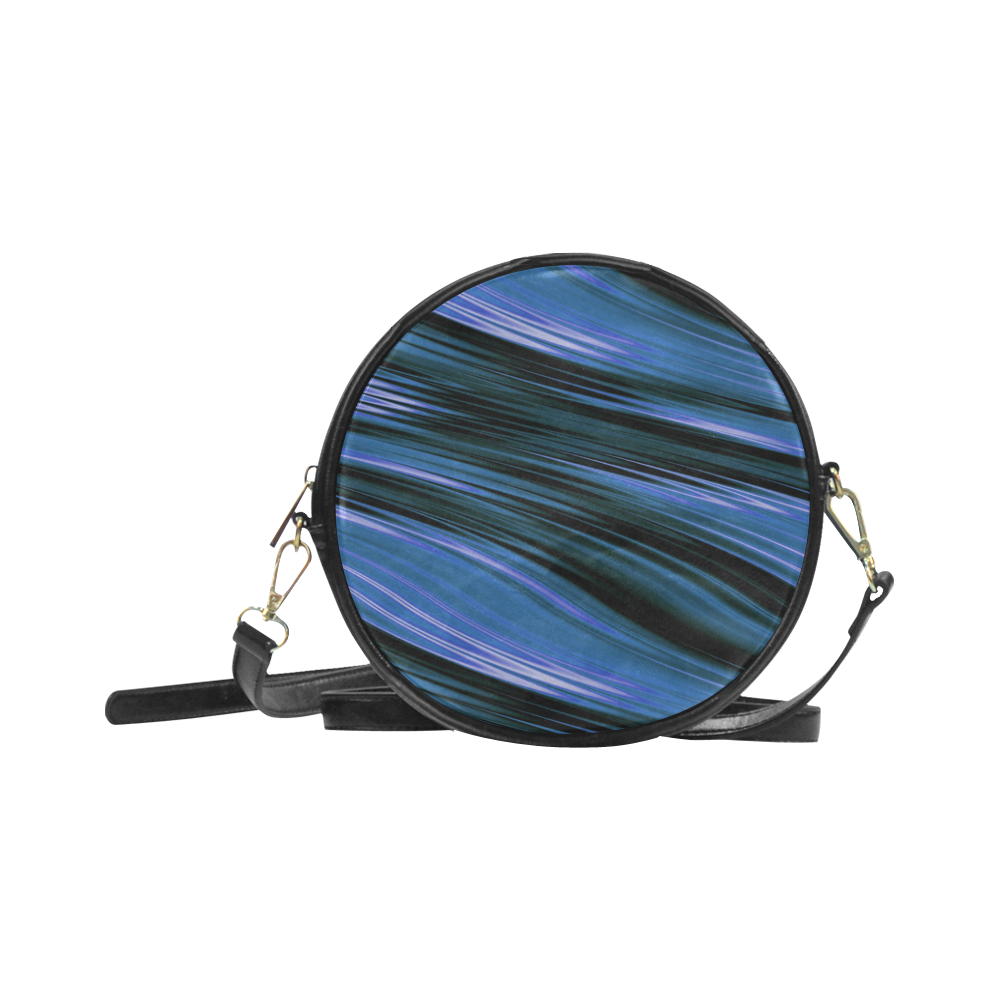 Deep Ocean Blue Black Wave Round Sling Bag (Model 1647)