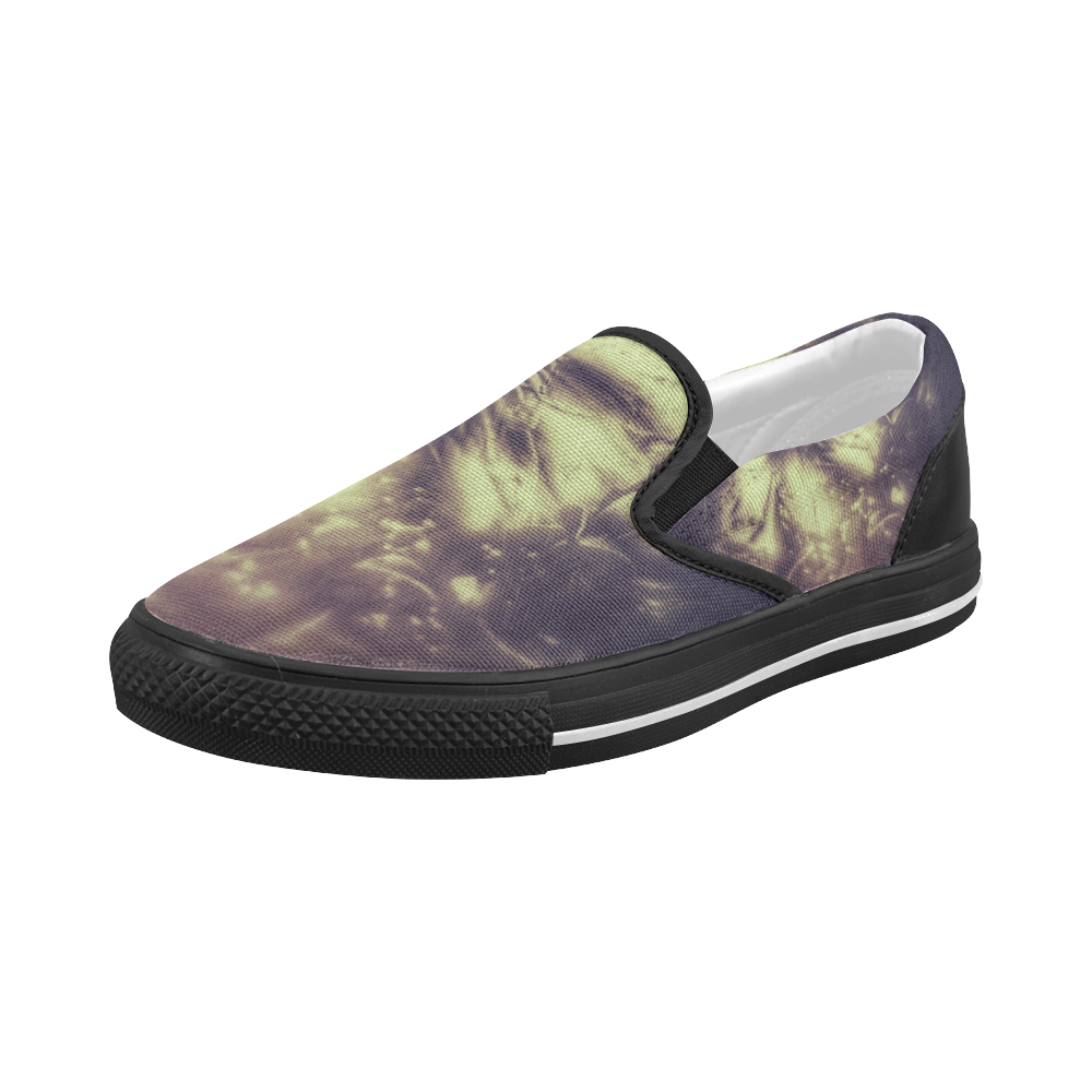 Flower Grey Women's Slip-on Canvas Shoes (Model 019)