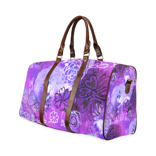 Urban Purple Flowers Waterproof Travel Bag/Large (Model 1639)