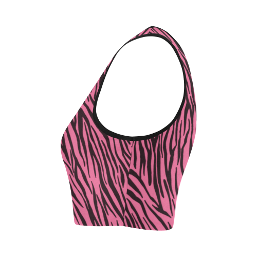 Pale Pink Zebra Stripes Women's Crop Top (Model T42)