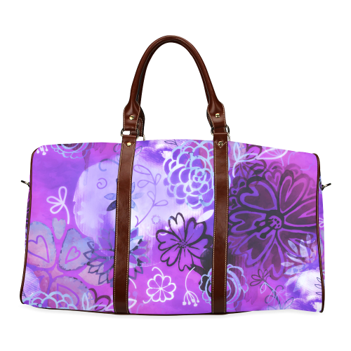 Urban Purple Flowers Waterproof Travel Bag/Large (Model 1639)