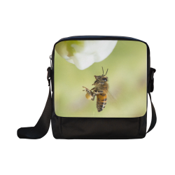 Macro of Bee in Flight Crossbody Nylon Bags (Model 1633)