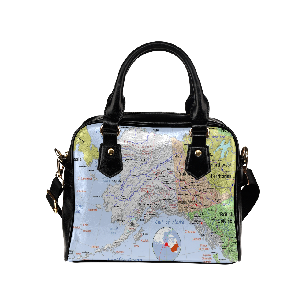Alaska State Modern Map Shoulder Handbag (Model 1634)