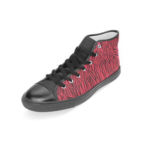 Red Zebra Stripes Women's Classic High Top Canvas Shoes (Model 017)