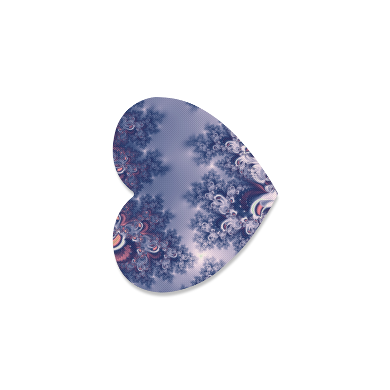 Purple Frost Fractal Heart Coaster