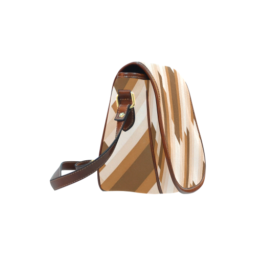 Shades Of Brown Diagonal Stripes Saddle Bag/Small (Model 1649) Full Customization