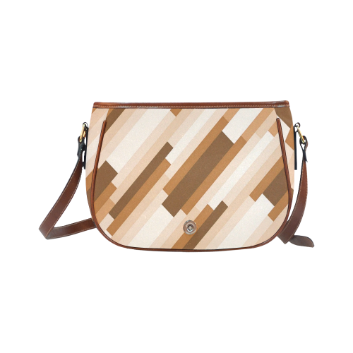 Shades Of Brown Diagonal Stripes Saddle Bag/Large (Model 1649)