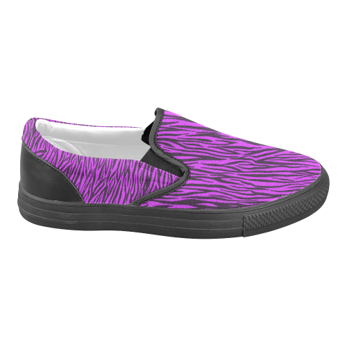 Purple Zebra Stripes Women's Unusual Slip-on Canvas Shoes (Model 019)