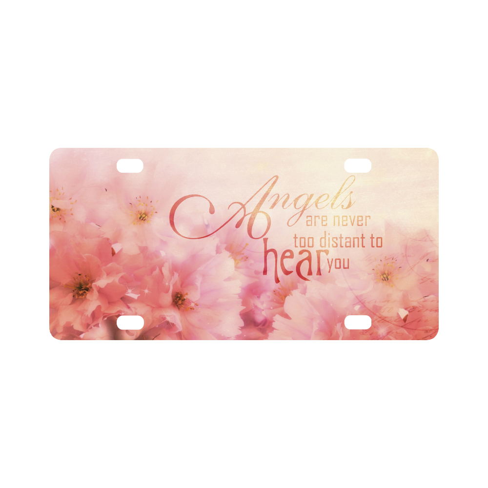 Pink Cherry Blossom for Angels Classic License Plate