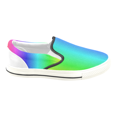 Crayon Box Ombre Rainbow Women's Unusual Slip-on Canvas Shoes (Model 019)