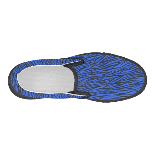 Blue Zebra Stripes Women's Slip-on Canvas Shoes (Model 019)