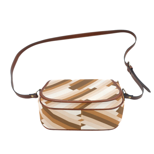 Shades Of Brown Diagonal Stripes Saddle Bag/Small (Model 1649) Full Customization
