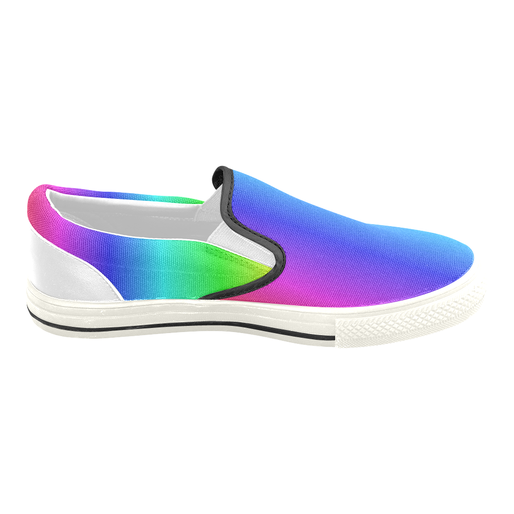 Crayon Box Ombre Rainbow Women's Unusual Slip-on Canvas Shoes (Model 019)