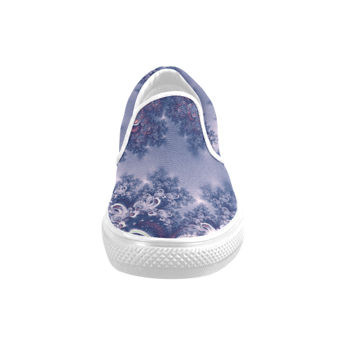 Purple Frost Fractal Men's Slip On Canvas Shoes Men's Slip-on Canvas Shoes (Model 019)