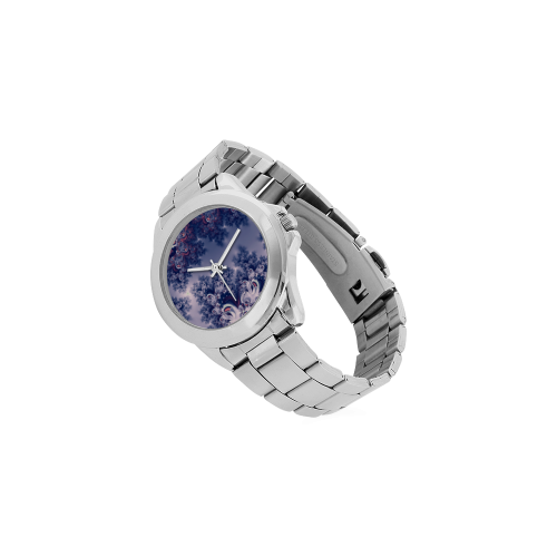 Purple Frost Fractal Unisex Stainless Steel Watch(Model 103)