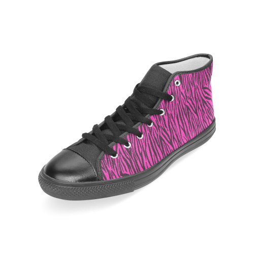 Pink Zebra Stripes Women's Classic High Top Canvas Shoes (Model 017)