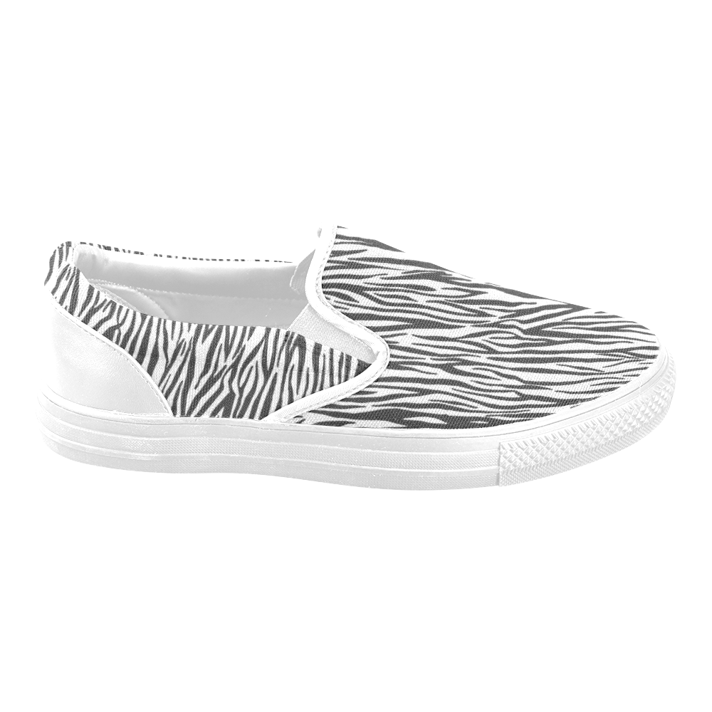 Zebra Stripes Women's Unusual Slip-on Canvas Shoes (Model 019)