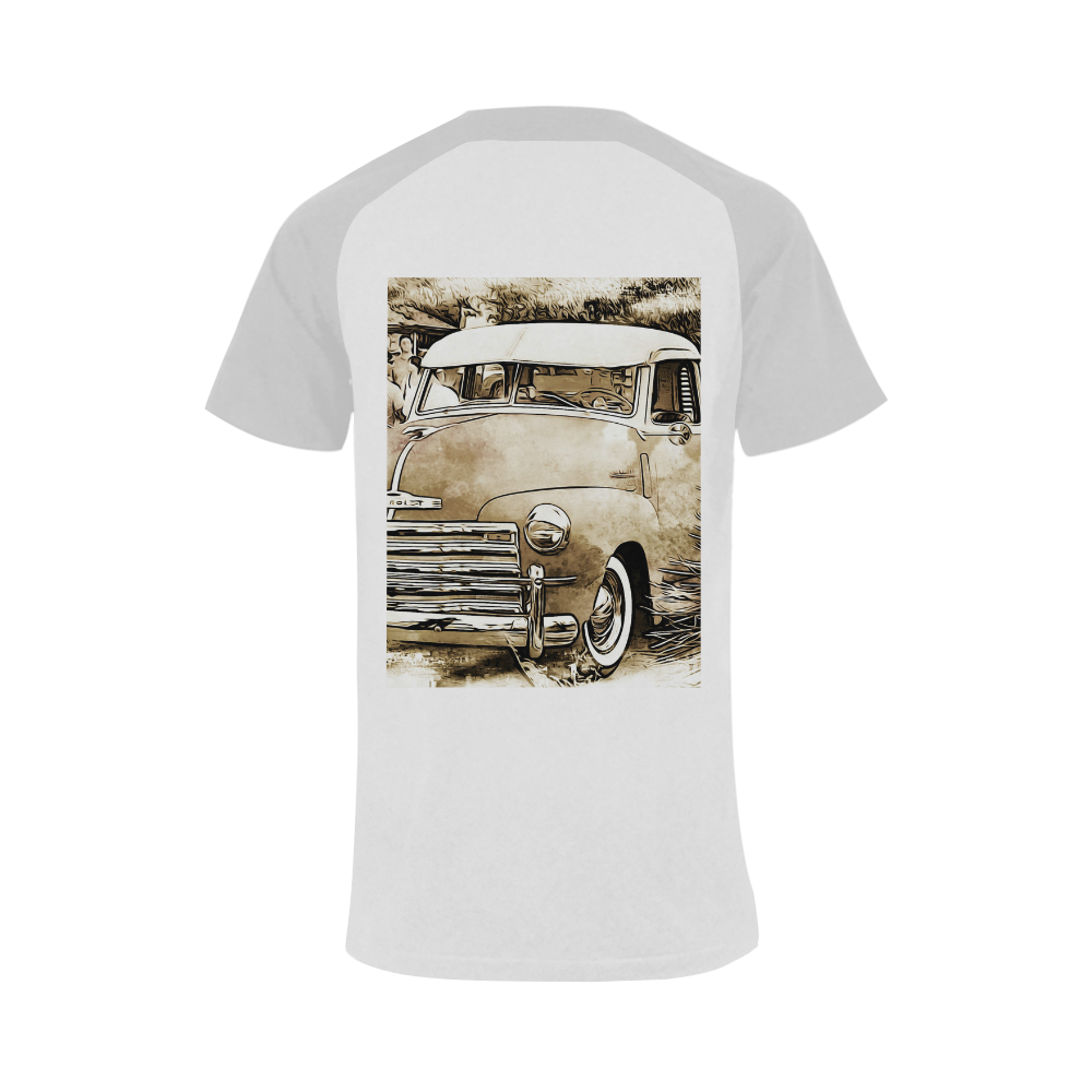 Vintage Chevrolet Chevy Truck Men's Raglan T-shirt Big Size (USA Size) (Model T11)
