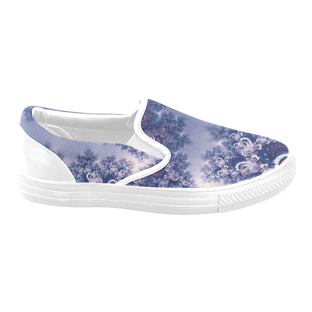Purple Frost Fractal Women's Unusual Slip-on Canvas Shoes (Model 019)