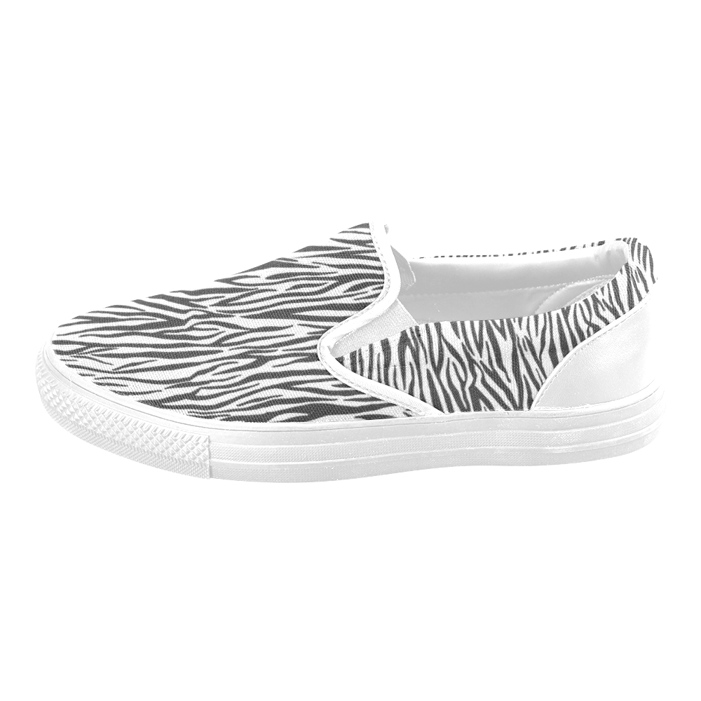 Zebra Stripes Women's Unusual Slip-on Canvas Shoes (Model 019)