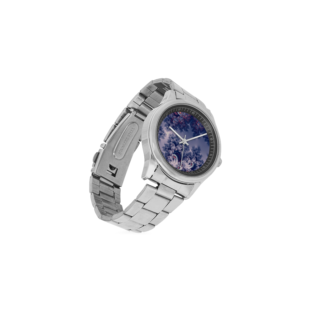 Purple Frost Fractal Men's Stainless Steel Watch(Model 104)