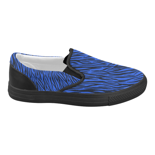 Blue Zebra Stripes Women's Slip-on Canvas Shoes (Model 019)