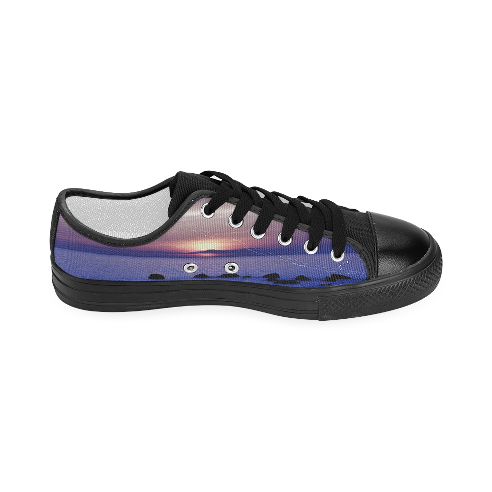 Blue and Purple Sunset Women's Classic Canvas Shoes (Model 018)