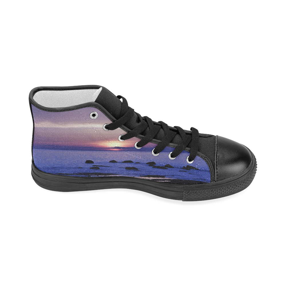 Blue and Purple Sunset Women's Classic High Top Canvas Shoes (Model 017)