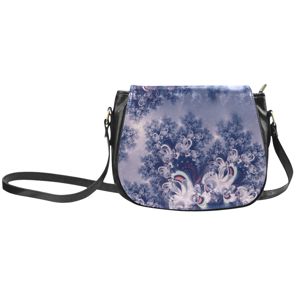 Purple Frost Fractal Classic Saddle Bag/Small (Model 1648)
