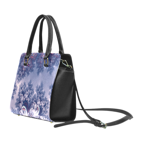 Purple Frost Fractal Rivet Shoulder Handbag (Model 1645)