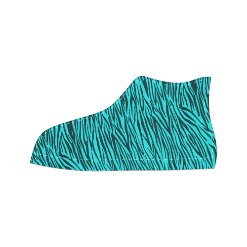 Turquoise Zebra Stripes Women's Classic High Top Canvas Shoes (Model 017)