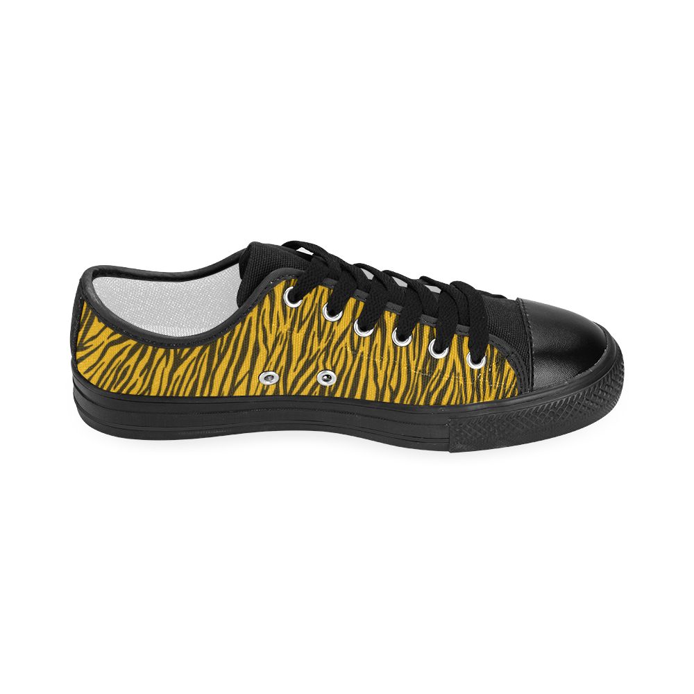 Yellow Zebra Stripes Women's Classic Canvas Shoes (Model 018)